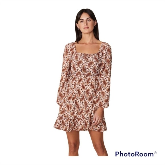 NWT FAITHFULL THE BRAND x REVOLVE Naline Paisley Print Long Sleeve Mini Dress M - Picture 2 of 12
